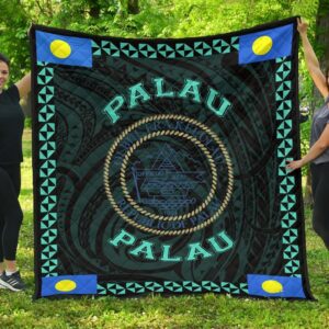 Palau Polynesian Quilt Turquoise Love Style J11 Quilt  Quilt